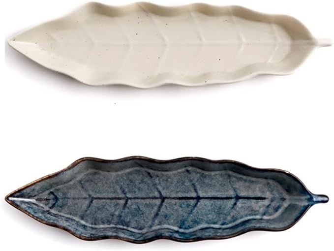 Ceramic Cutlery Salad Bowl Ceramic Appetizer Plate Fast Food Plate Sushi Plate Fruit Set Plate Leaf-Shaped Tableware Snack Plate Sauce Plate Small Bowl (Color : B)