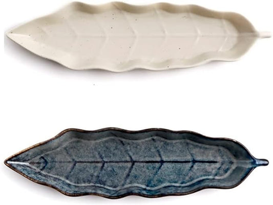 Ceramic Cutlery Salad Bowl Ceramic Appetizer Plate Fast Food Plate Sushi Plate Fruit Set Plate Leaf-Shaped Tableware Snack Plate Sauce Plate Small Bowl (Color : B)
