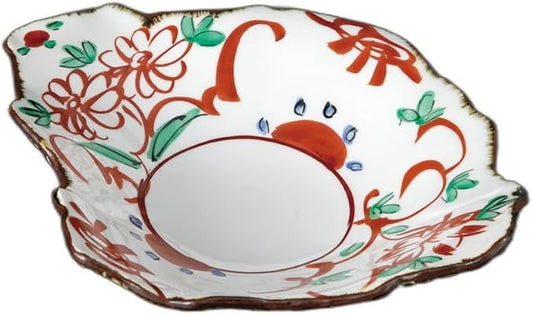 Red Flower Pattern Pot [ 10.6 x 8.7 x 2.4 inches (26.8 x 22.2 x 6.2 cm) ] | Appetizer Plate, Reinforced Porcelain, Setomonohonpo