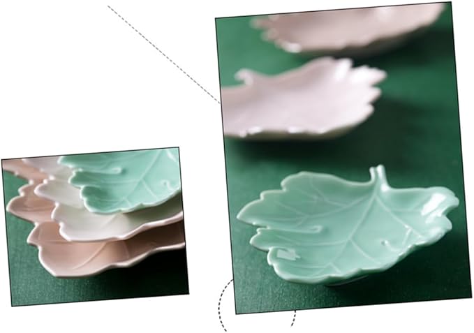 Garneck Ceramic Leaf Pattern Plate Elegant Seasoning Plate for Snacks Desserts Versatile Kitchen Utensil for Home Restaurant Parties Stylish Tableware