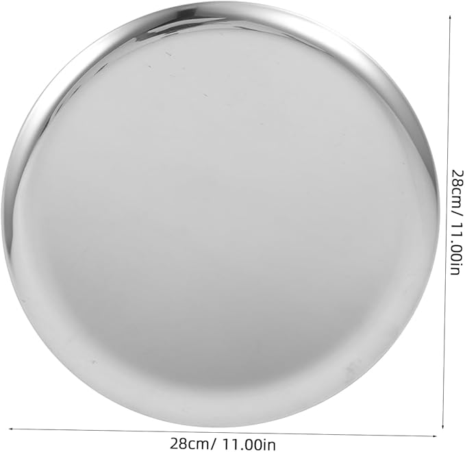 PRETYZOOM Stainless Steel Plate Versatile Serving Tray Round Food Serving Plate Catering Trays