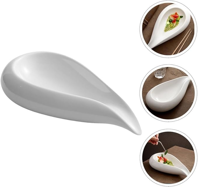 PRETYZOOM Ceramic Serving Plate Unique Food Display Dish for Appetizers Fruits and Soups for Home Parties and Restaurants