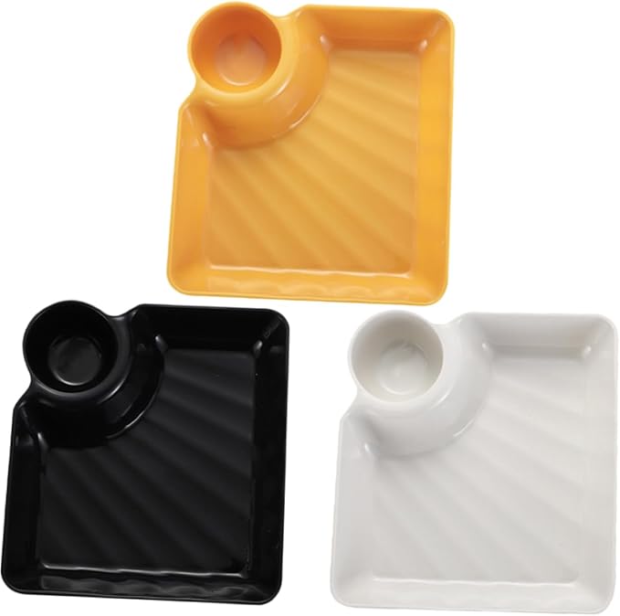 PRETYZOOM 3Pcs Square Food Serving Trays Versatile Sushi and Appetizer Trays for Home Restaurant and Cafeteria Use