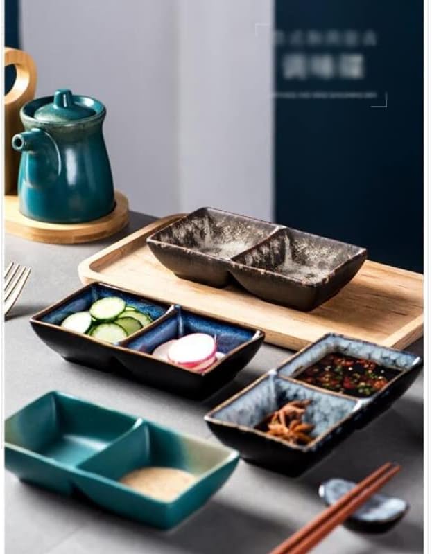 Snack Plate Appetizer Dish Seasoning Bowl Family Restaurant Grid Ceramic Dipping Sauce Snack Snack Tray