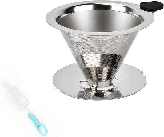 Pour Over Coffee Dripper, Stainless Steel Filter, Easy to Clean Paperless Pour Over Coffee Maker, Reusable Filter for 1-2 Cup