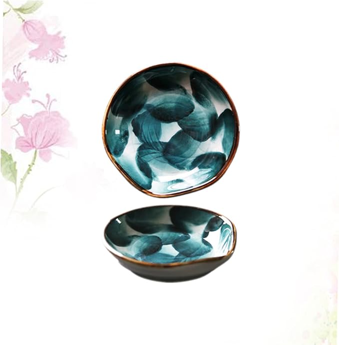 STOBAZA 2pcs Hand-painted Ceramic Plates Snack Serving Bowl Boys and Girls Decorative Trays for Home Restaurant