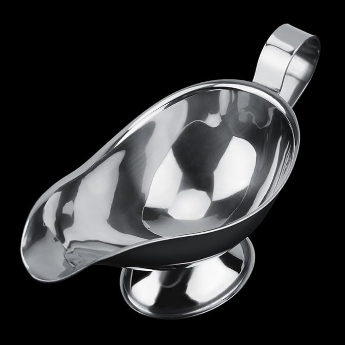 Gravy Boat, Mini Sauce Jug Stainless Steel Gravy Boat with Handle Sauce Cup with Dripless Lip Spout for Gravy Sauces Salad Dressings Cream(5oz)