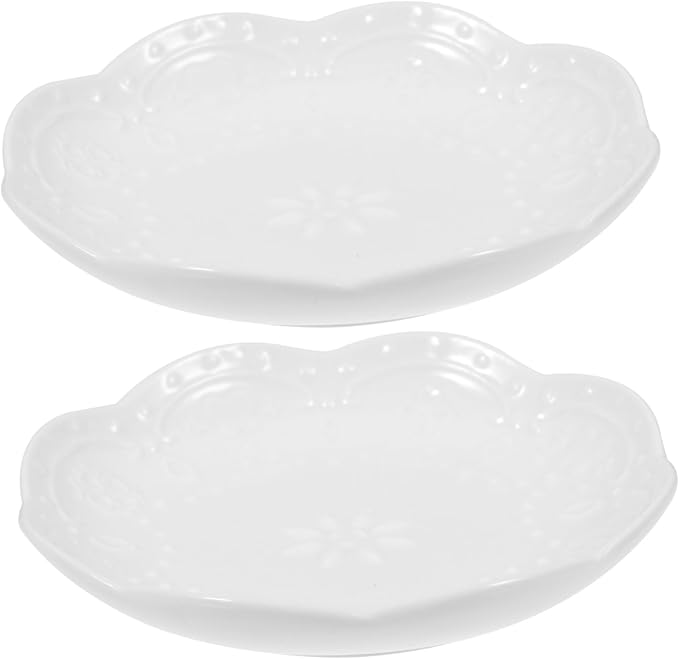 2pcs Delicate Ceramic Dipping Sauce Dish Appetizer Plates for Seasoning Charcuterie and Home Use Modern Design White Color Easy to Clean