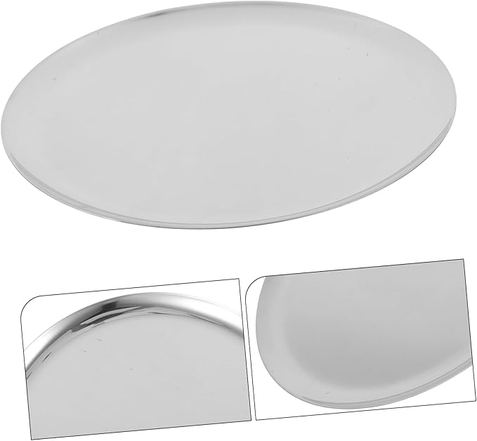 PRETYZOOM Stainless Steel Plate Versatile Serving Tray Round Food Serving Plate Catering Trays