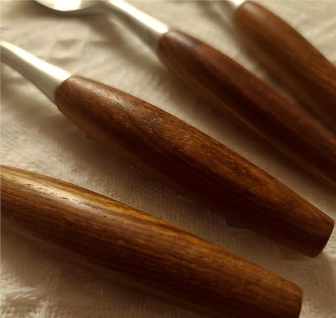 Silverware Flatware Cutlery Set, 5/20/30/40 Pieces Wooden Handle 304 Stainless Steel Table Knives, Forks And Spoons, Home Tableware, Restaurant Tableware(20 Pieces for 4)