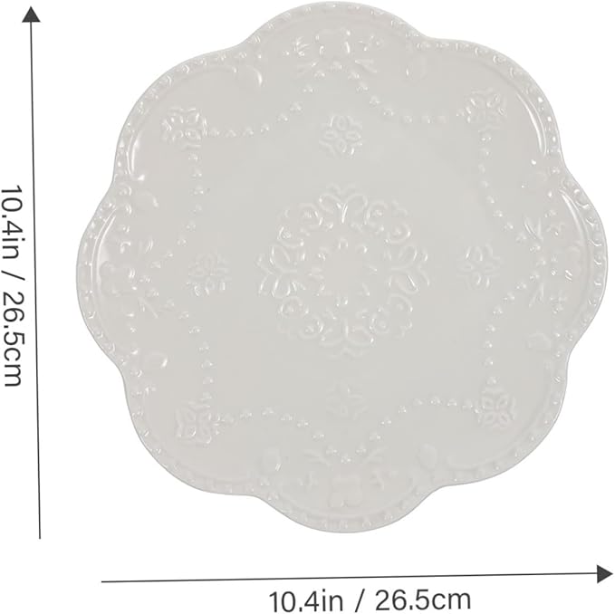 Ceramic Steak Plate Round Textured Serving Dish for Pasta Dessert and Appetizers for Family Gatherings Parties and Weddings Break-resistant and Easy to Clean