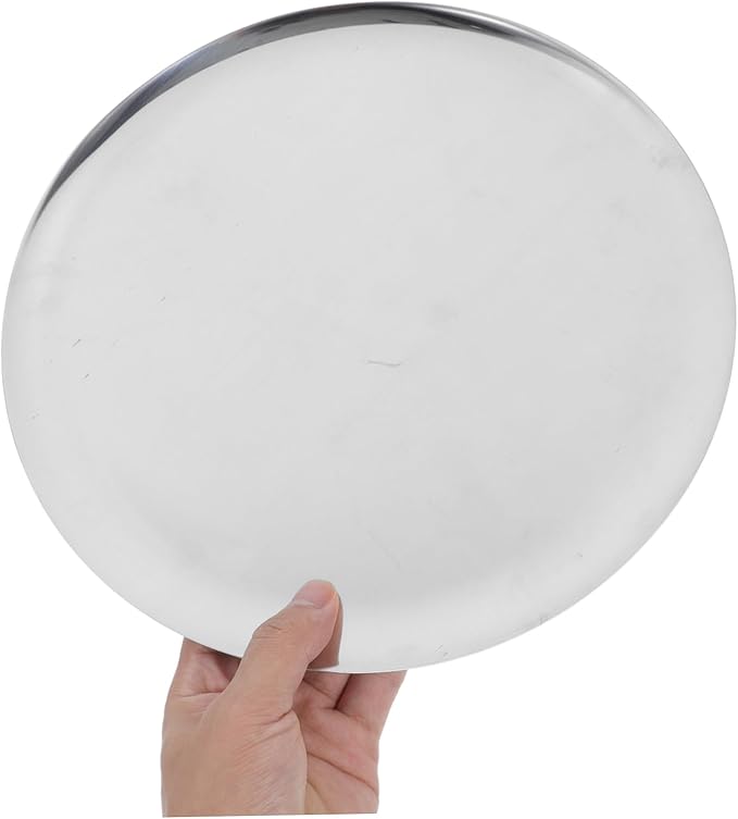 PRETYZOOM Stainless Steel Plate Versatile Serving Tray Round Food Serving Plate Catering Trays
