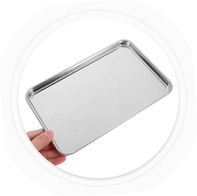 Garneck 3pcs Stainless Steel Serving Tray Lid Large Sizzling Platter Cookie Baking Pan Roasting Tray Catering Pans Seafood Platter