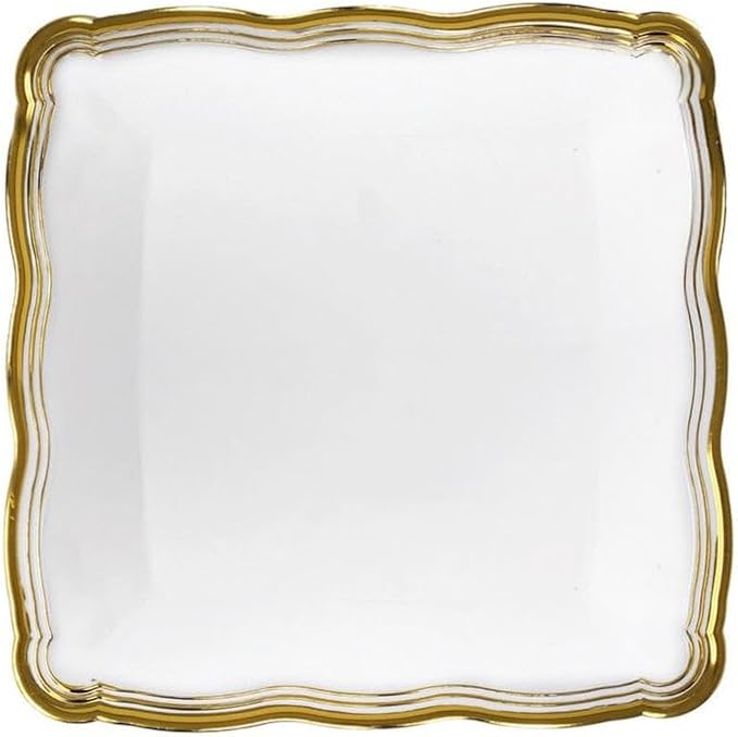 's Aristocrat Collections:12 X 12 inches Square Serving Trays White & Gold Border: BPA Free for All Occasions: 12CT