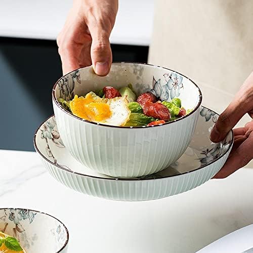 Ceramics Dinnerware Set, 16 Pcs Modern White Underglaze Color Dinner Set, Porcelain Bowls and Plates Sets, Stoneware Dishes Set, Tableware Combination Set - Plates/Bowls/