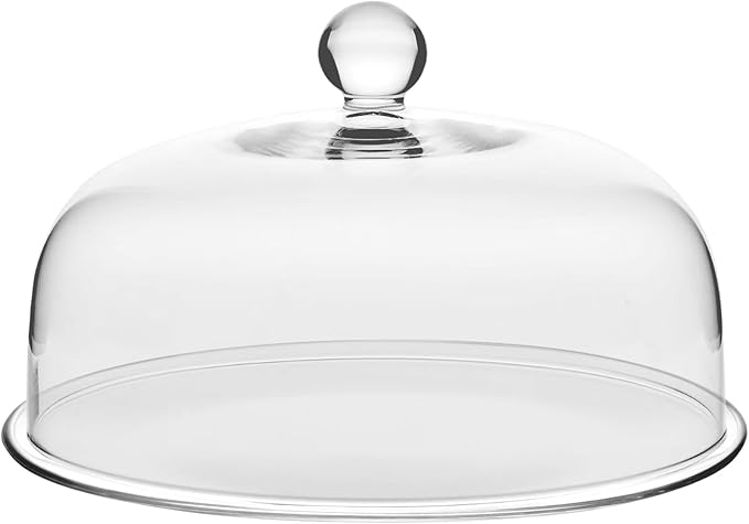 Barski Glass Cake Plate with Dome – Plate is 11" Diameter – Clear Covered Dessert Stand Serving Platter for Cakes, Cupcakes, Pastries, Desserts & Snacks – Party Tableware – Made in Europe
