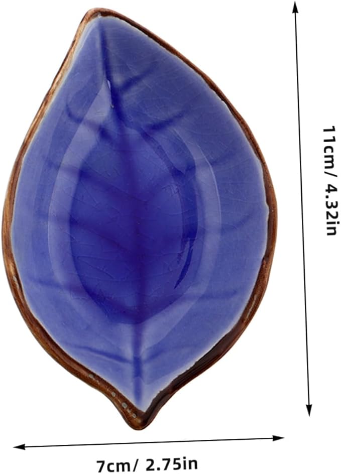 4pcs Leaf Shape Ceramic Appetizer Plates Multi-Functional Seasoning Dishes for Soy Sauce Vinegar and Snacks Kitchen Decor Unique Ice Crackle Glaze