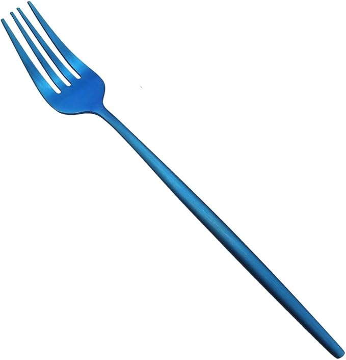 30 Pieces Titanium Blue Plated 304 Stainless Steel Flatware Sets, Satin Finish Silverware Set Include Dinner Knife Fork Spoon, Cutlery Set,Matte Polished Utensils Service for 6