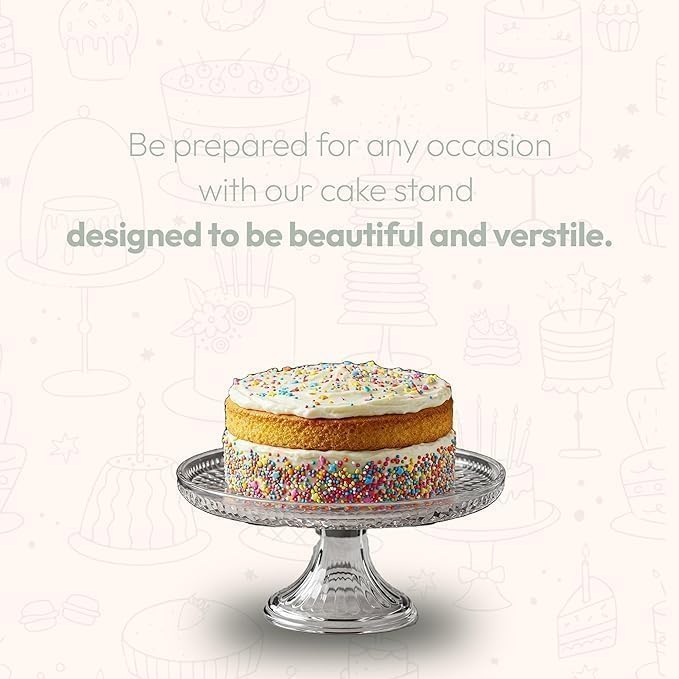 Vintage-Style Glass Cake Stand with Dome Lid – Crystal Dessert Display Stand for Cakes, Cupcakes, Pastries & Fruits – Elegant Glass Cake Holder with Cover, Timeless Table Décor