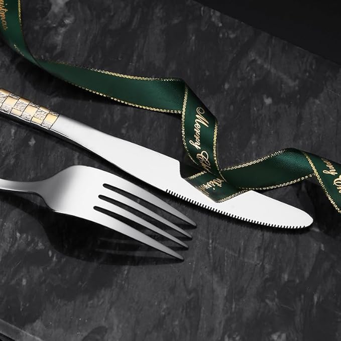 Stainless Steel Flatware serving set,Home Kitchen Eating Tableware Set,Dishwasher Safe,For Home Kitchen Restaurant Hote 5/20/30/40/50/60pcs Stainless Steel Cutlery Creative Water Cube Knife And Fork S