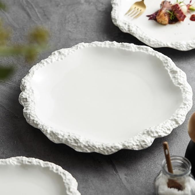 Appetizer Plates - Ceramic Flat Plates for Snacks, Ideal for Dining and Entertaining, Durable Household Dishware for Everyday Use