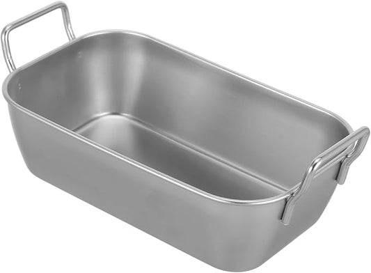Unomor 1set Stainless Steel Food Trays with Handle Serving Platters for Fried Foods Snacks and Candy Storage for Parties Picnics and Gatherings 2pcs