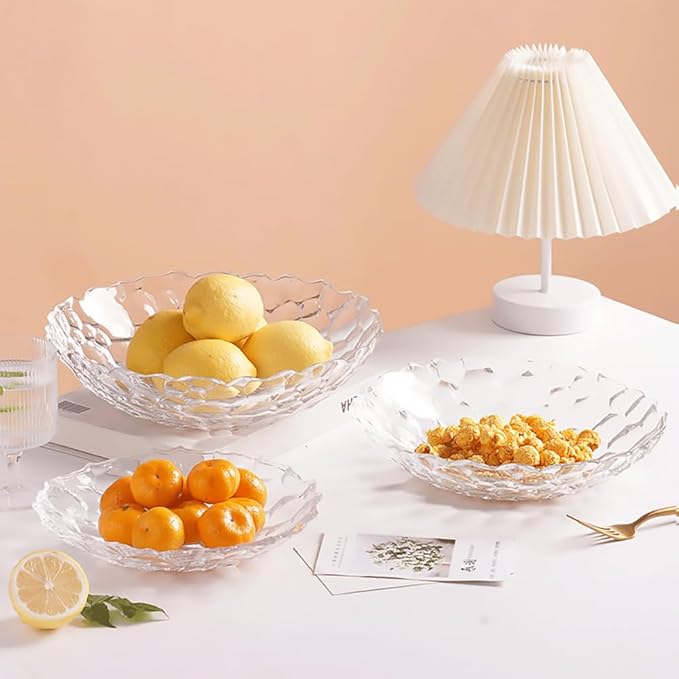2 Pack Glass Fruit Bowl, Fruit Basket Holder, Crystal Fruit Bowl, Dessert Plate,Decorative Pedestal Bowl,for Table Décor for Home,Office, Wedding Decor, Fruit, Snack, Dessert(Large,Amber)