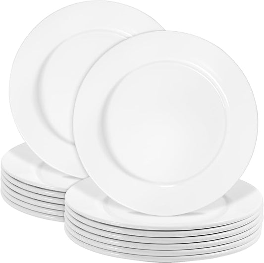 7 Inch White Dessert Plates,12 Pack Porcelain Dinner Plates,Round Small Appetizer Plate,Ceramic Salad Plate,Round Serving Dishes for Cake, Snacks,Fruit, Salad, Microwave and Dishwasher Safe