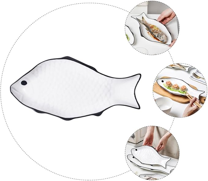 Ceramic Fish-shaped Steaming Dish Medium Smooth Surface for Serving Fish and Desserts Restaurants