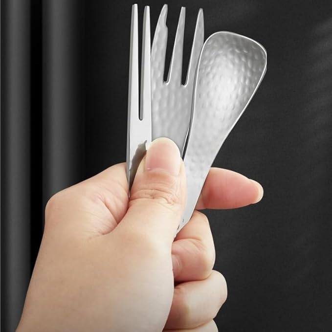 Stainless Steel Flatware Serving Set,Home Kitchen Eating Tableware Set,Dishwasher Safe,for Home Kitchen Restaurant Hote 4/16/24/32/40/48 Pcs 304 Stainless Steel Spoon Fork Hammer Forged Dessert Spoon