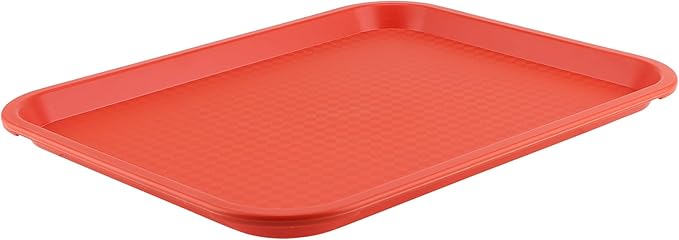 ZOENHOU 14 Pack 16 x 12 Inch Fast Food Tray, Rectangular Cafeteria Serving Trays, Plastic Trays for Food, Orange