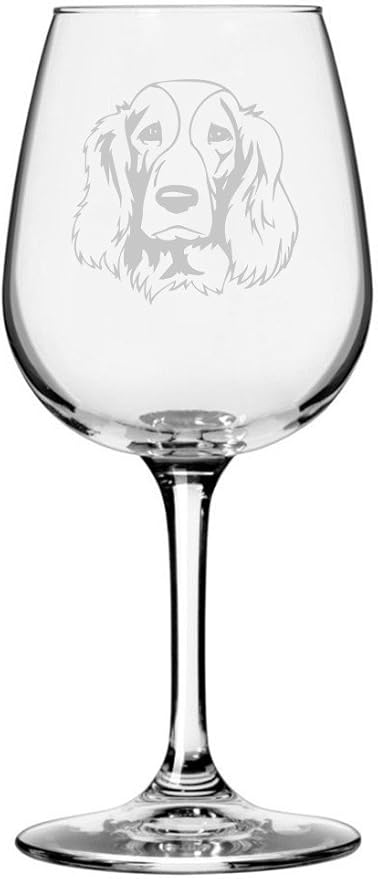 Etched Laser Art Personalized Dog Themed Etched Wine Glass - Custom Dog Breed Wine Glasses, Ideal for Pet Lovers, Unique Birthday Gift for Men & Women - Welsh Springer Spaniel (Alternate), 12.75 oz