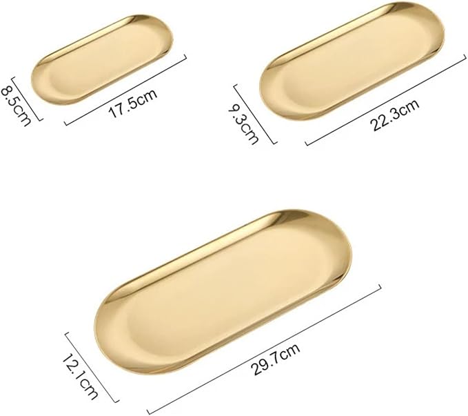 Serving Tray 4pcs Stainless Steel Cosmetic Storage Tray False Nails Dish Tools Storage Tray Serving Plate Docoration Serving Tray (Silvers)