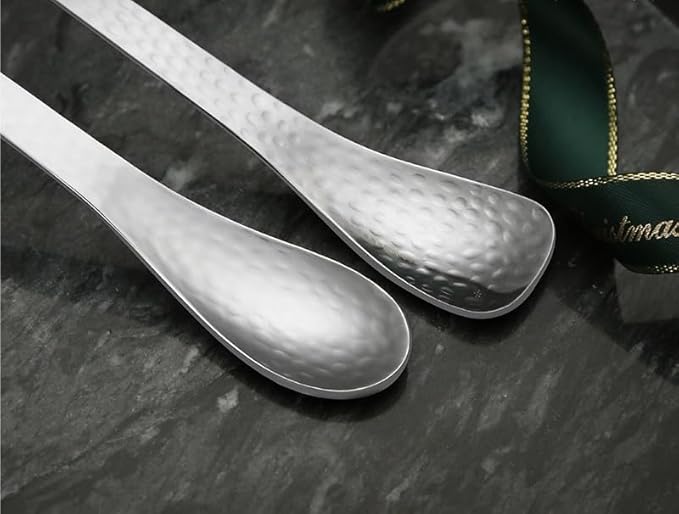 Stainless Steel Flatware Serving Set,Home Kitchen Eating Tableware Set,Dishwasher Safe,for Home Kitchen Restaurant Hote 4/16/24/32/40/48 Pcs 304 Stainless Steel Spoon Fork Hammer Forged Dessert Spoon