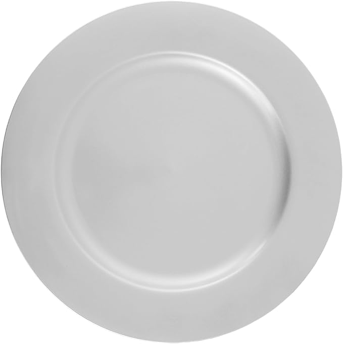 Sliver Plastic Charger Plates Set of 100, 13” Reusable Party Chargers for Dinner Plates, Elegant Round Service Plate Chargers Bulk Decorative for Wedding, Catering Table Decor
