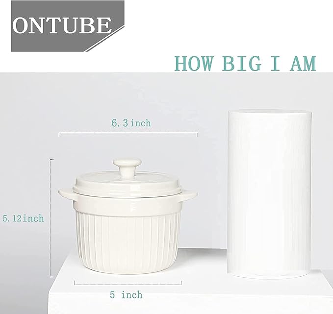 ONTUBE Ceramic Candy Jar with Lid 17oz, Porcelain Cookies Jar Candy Dishes (White)