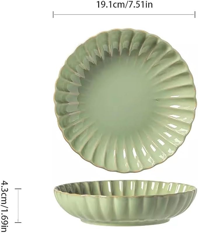 Kitchen Plates Japanese Retro Dish Plate Ceramic Household Tableware Ritual Western Food Plate Household Breakfast Plate Restaurant Plates