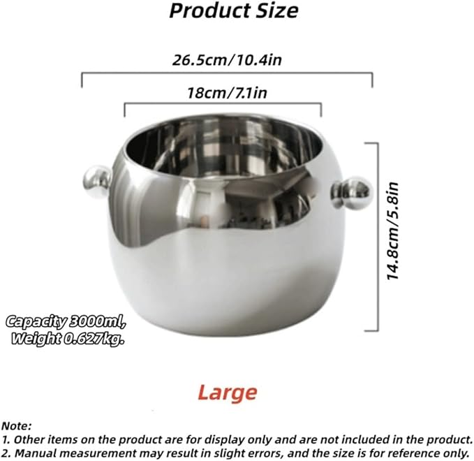 Stainless Steel Ice Bucket with Round Bead Handles, Creative Ice Bucket for Parties, Modern Drink Chiller Suitable for Bar, Home, Large Capacity(C)