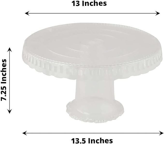 Efavormart 4 Pack | 13" Clear Round Pedestal Footed Reusable Plastic Cupcake Stands with Interchangeable Ribbon Trim Edge