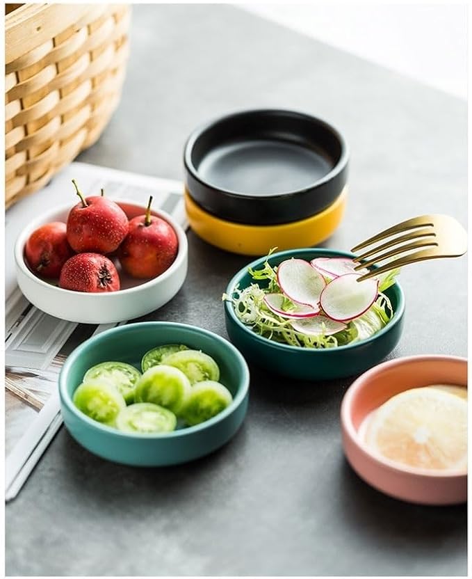 FAREWELL Dipping Bowls Round Plate Creative Ceramic Small Plate Soaking Plate Household Soy Sauce Plate Small Plate Vinegar Plate Soaking Plate Soy Sauce Appetizer Bowls (Color : B)