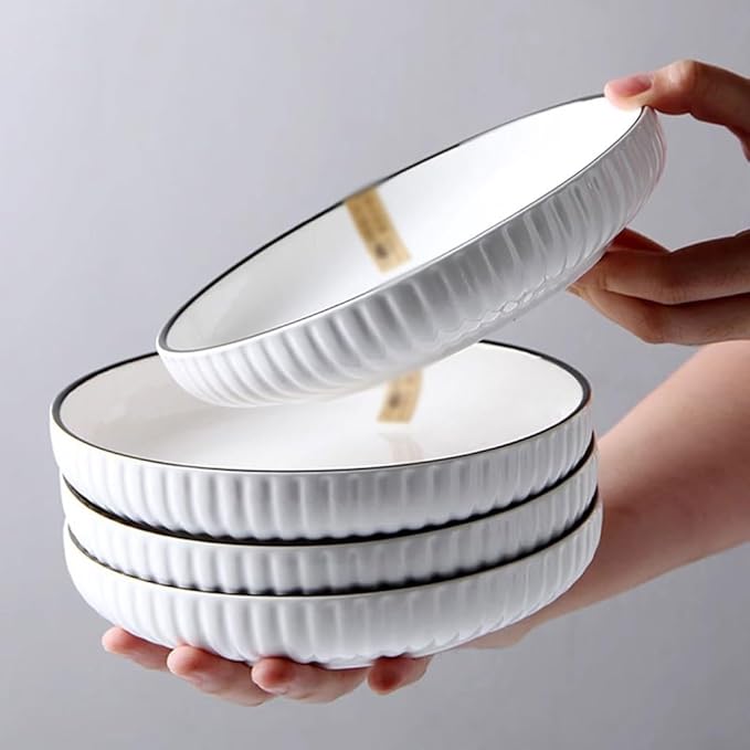 SONGCHAO Party Supplies Ceramic Plate Household Dish Plate Chinese Dinner Plate Set Ceramic Dish Plate Salad Plate Fruit Plate Party Plates (Color : 8inch, Size : 4pcs)