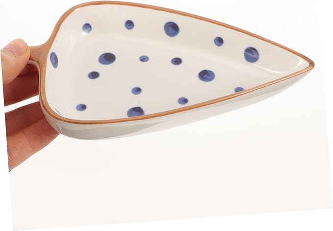 GARVALON Ceramic Leaf-shaped Sauce Dish for Dipping Hand-painted Appetizer Serving Plate for Home and Restaurant Use for Snacks Salads and Desserts