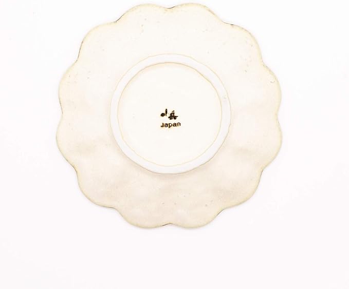 Mino Ware 555-0005 Kaneko Komohei Linka Plate, White Kneeling Flower, Diameter 5.5 inches (14 cm), Microwave and Dishwasher Safe, Made in Japan