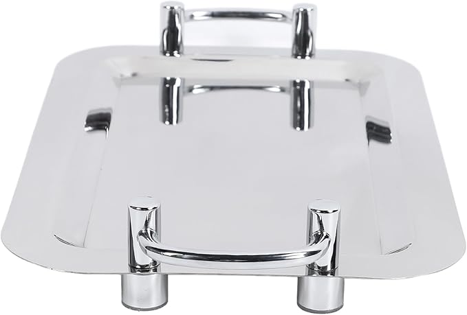 Stainless Steel Serving Tray,Mirrored Silver Tray Bright Mirror Finish Serving Tray with Handle for Hotel Restaurant Banquet Wedding - Elegant and Durable Platter (Rectangular (Length 16.9in))