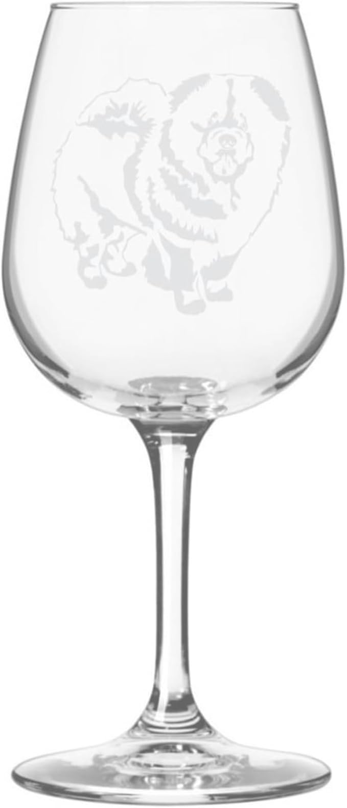 Etched Laser Art Chow Chow Personalized Dog Themed Etched 12.75oz Wine Glass Custom Dog Breed Wine Glasses, Ideal for Pet Lovers, Unique Birthday Gift for Men & Women, Personalized Gift