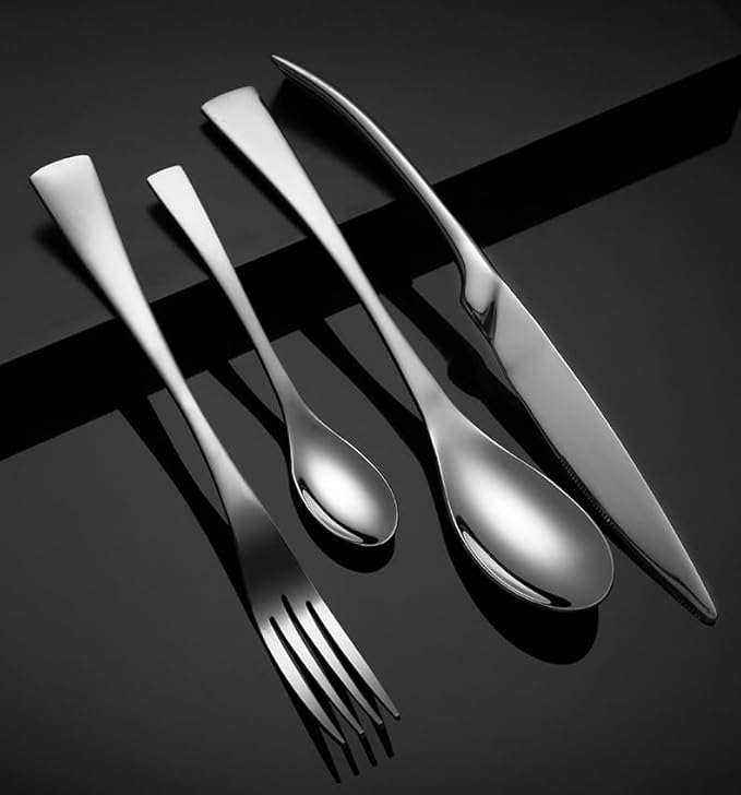 Stainless Steel Flatware serving set,Home Kitchen Eating Tableware Set,Dishwasher Safe,For Home Kitchen Restaurant Hote 4/16/24/32/40/48 Pieces Stainless Steel Knife, Fork And Spoon Tableware Fishtail