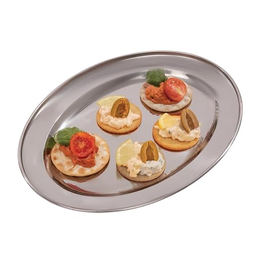 Olympia K363 Oval Serving Tray 12In/289mm Stainless Steel Platter, Silver
