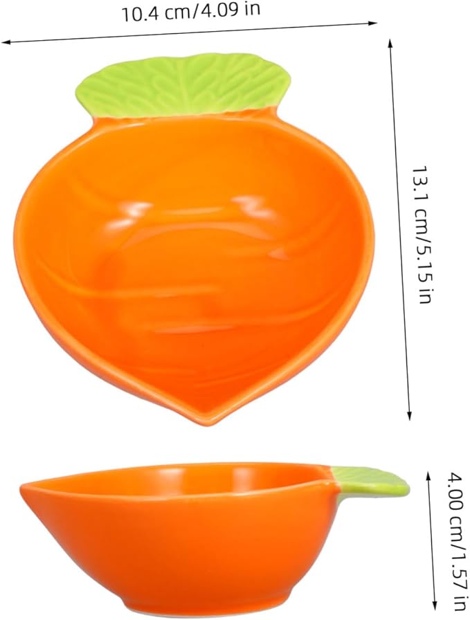Ciieeo Carrot Shape Ceramic Sauce Dish for Sushi Dipping Small Appetizer Plate for Condiments and Kimchi Cute Porcelain Bowl for Home Dining and Parties