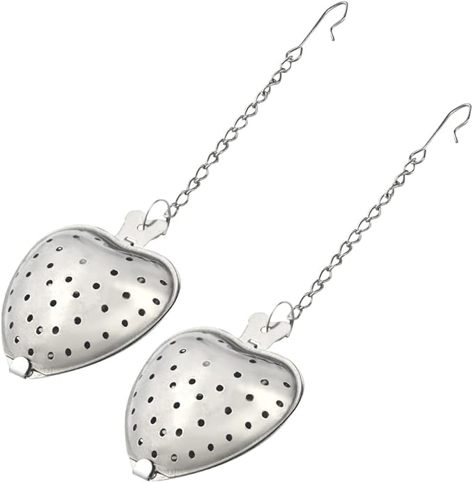 15Pcs Loose Leaf Tea Infuser Stainless Steel Tea Balls Tea Strainer Tea Interval Diffuser for Loose Tea Heart Shape Metal Tea Filters with Extended Chain Hook for Cup Bottle