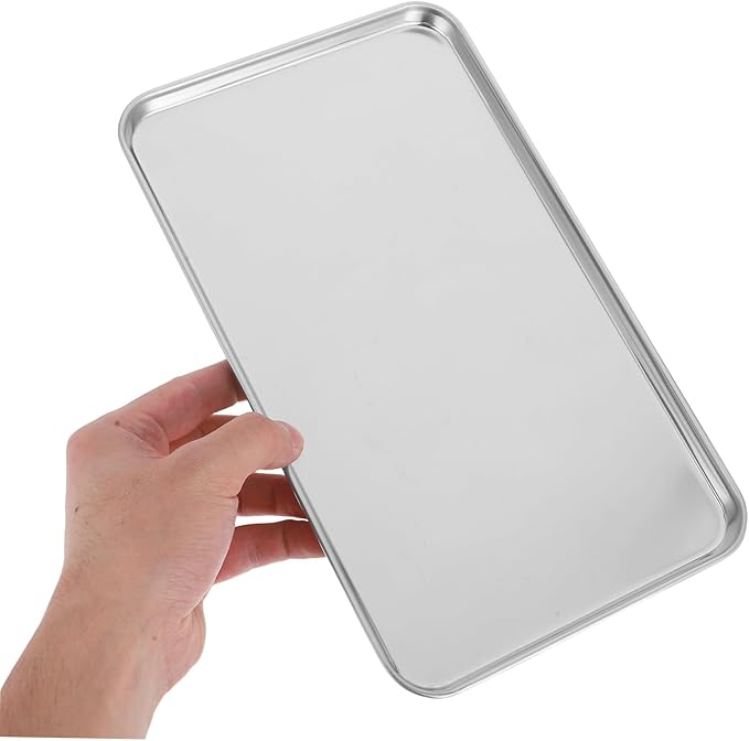 Stainless Steel Food Tray Lightweight Rectangular Serving Platter for Family Gatherings Parties Weddings Bars Restaurants Silver Plate Holder